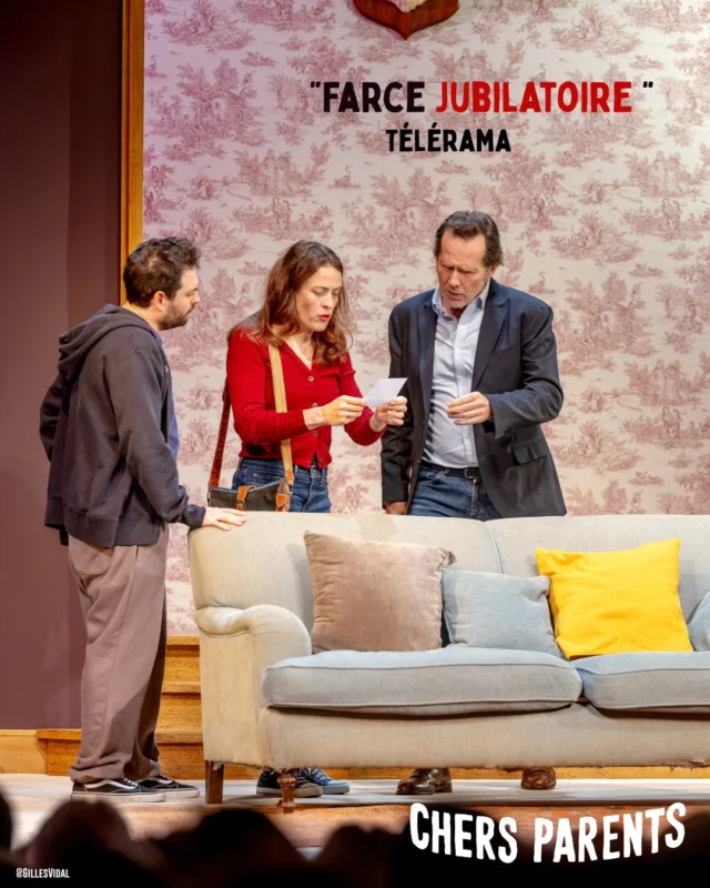 J-1 avant la dernière de "Chers Parents" au Théâtre de la Michodière ! 

Une "farce jubilatoire" Télérama Sortir 

Avec @emmanuelpatron1 @ftirmont Bernard Alane, Marie Tirmont et@thomassagols 

Une comédie familiale grinçante de @emmanuelpatron1 et @armellouche_patron_ 

Costumes : @Nadia Chmilewsky
Décor : Edouard Laug
Lumière : Laurent Beal
Musique : Michel Amsellem
Illustration de l'affiche @sachaflochpoliakoff 
Assistés à la mise en scène par @qperso 

photo @gillesvidal