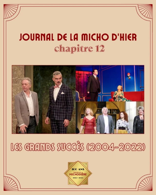 Cette semaine, nous mettons à l'honneur les grands succès programmés au Théâtre de la Michodière entre 2004 et 2022.

Retour en images ! 

#100 ans #centenaire #michodiere #theatre #celebration