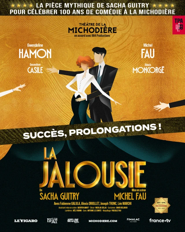 Succès, prolongations ! ✨

🎭 La Jalousie, la pièce mythique de Sacha Guitry, mise en scène par Michel Fau est un triomphe !

Bonne nouvelle, nous prolongeons jusqu'au 7 mars😄

Avec @michelfauofficiel @gwendol @alexismoncorge @genevieve.casile @alexis.driollet Fabienne Galula @le.jotr et @leleo_mar 

🎫 Prenez votre place dès maintenant.