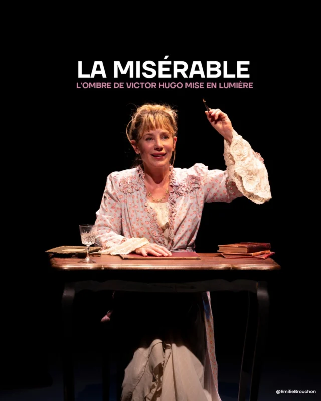 La Misérable, c’est la mise en lumière de l’ombre de Victor Hugo, Juliette Drouet, qui raconte 50 ans d’un amour fou et d’une emprise réciproque.

Deux êtres inséparables bercés par un amour secret et obsessionnel, pour le meilleur et pour le pire !

Succès prolongations ! A découvrir jusqu'au 25 janvier 2026 sur la scène du Studio Marigny.

Un seul en scène de Catherine Privat
Mise en scène par Stephan Druet Toukaïeff
Avec @depardieu_julie 

Scénographie : @druetstephan
Costumes : @dbelugou
Lumières : @thomas.jacquemart 
Musiques : Beethoven