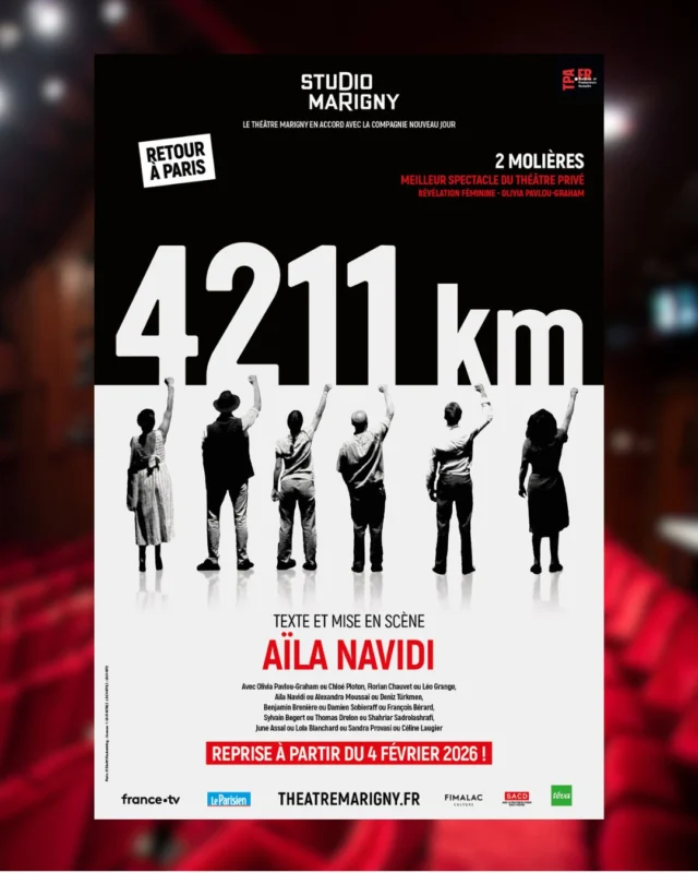 🎈 4211km est de retour, ce soir, au Studio Marigny !
Venez (re)découvrir l'histoire poignante de Yalda et sa famille.
Toutes les informations sur theatremarigny.fr