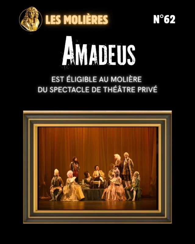 🎭 AMADEUS N°62
Spectacle de théâtre privé éligible aux Molières 2026 🎶🕯️

Plus d'informations sur theatremarigny.fr