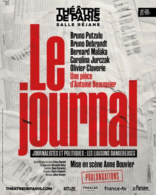 PROLONGATIONS ! 🎉

"Le journal" est prolongé du vendredi 2 mai au dimanche 1er juin. 

🎟 Dans les coulisses du pouvoir, jusqu'où peut-on manipuler la vérité ?
Plongez dans un thriller haletant où journalistes et politiciens tissent des liens aussi dangereux qu'inavouables.

📆 Du mercredi au samedi à 20h30
Les dimanches à 15h30

@fimalac_entertainment @richardcaillat_prod @stephaniebataille7 

#quefaireaparis #theatreparis #thriller