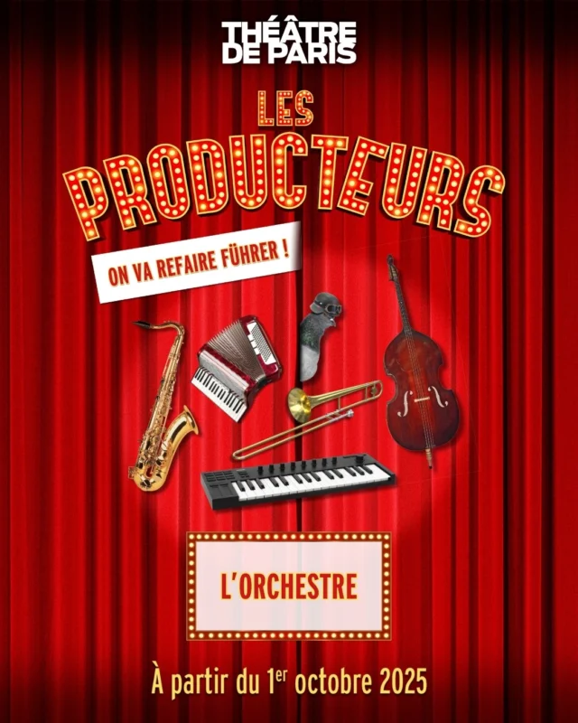 ✨ L'ORCHESTRE ✨

Osé, irrévérencieux, drôle et particulièrement déjanté, la comédie musicale "Les producteurs", mise en scène par Alexis Michalik, est de retour au Théâtre de Paris

👉 qui dit comédie musicale, dit orchestre : découvrez qui accompagnera les comédiens dans des compositions toujours aussi folles.

🎫 La billetterie est déjà ouverte

#lesproducteurs #comédiemusciale #alexismichalik #melbrooks #florentpeyre