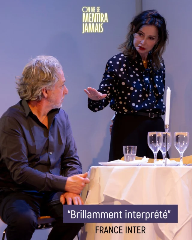 Découvrez "On ne se mentira jamais", une pièce de Éric Assous.

Entre silences, éclats de vérité et émotions, Évelyne Bouix et Nicolas Briançon nous embarquent dans une joute intime aussi drôle que bouleversante.

Un face-à-face terriblement humain, et "brillamment interprété".

Réservez sur theatredeparis.com

Photo @emilie_brouchon